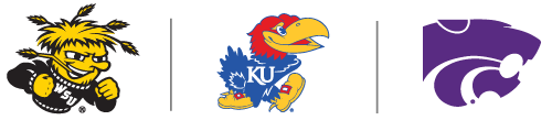 Wichita State Athletics, K-State Athletics and Kansas Athletics logos